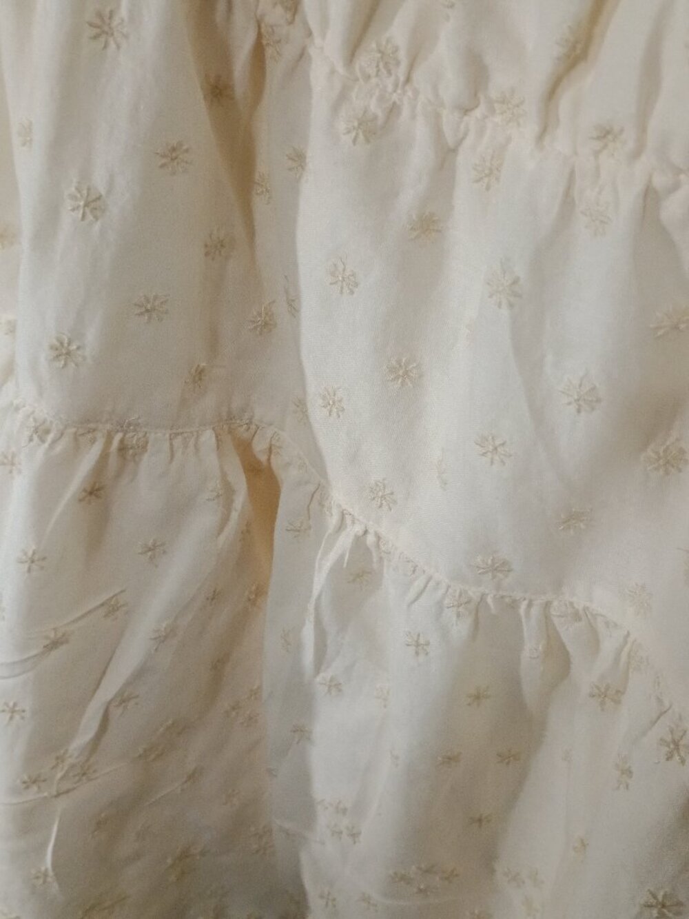 Old Navy XL Ivory Off Shoulder Peasant Mini Dress Embroidered Puff Sleeve Boho - Picture 5 of 7
